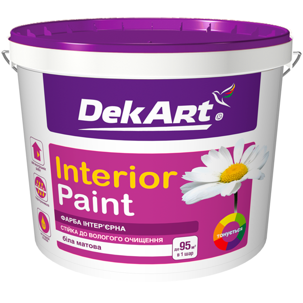 Фарба інтер'єрна DEKART Interior Paint, біла матова, 12,6 кг